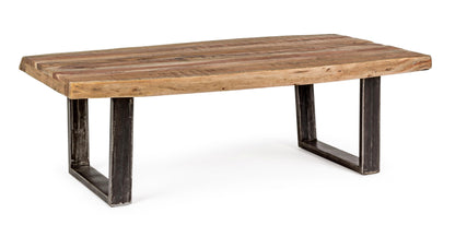 Tavolino industrial gambe in ferro piano in legno massiccio