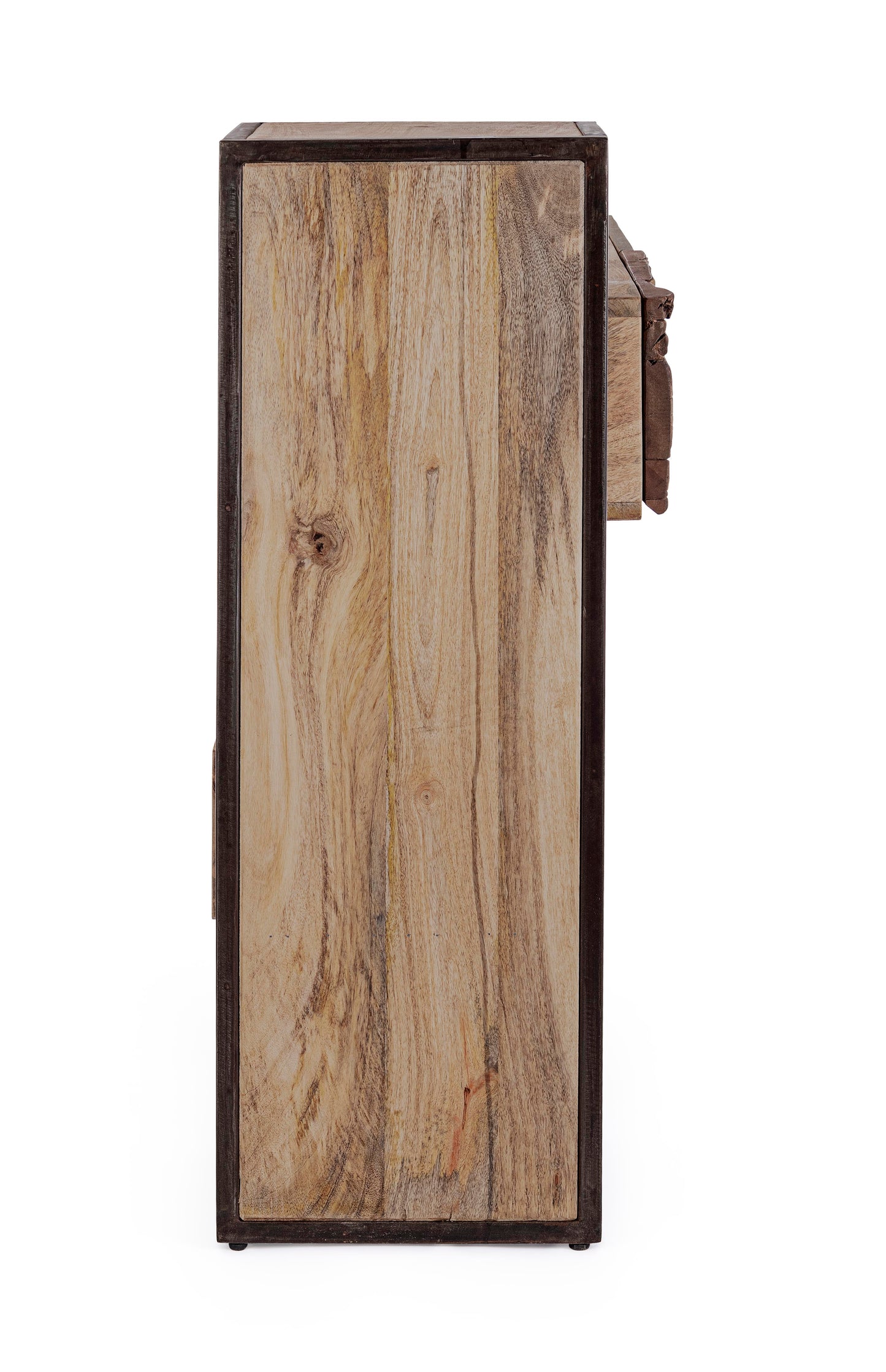 Consolle credenza industrial con frontali in legno ferro e cemento 2 cassetti
