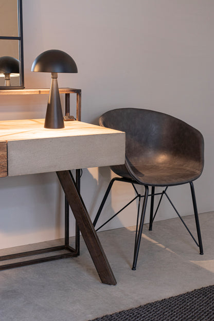 Scrivania industrial con frontale in legno ferro e cemento 2 cassetti