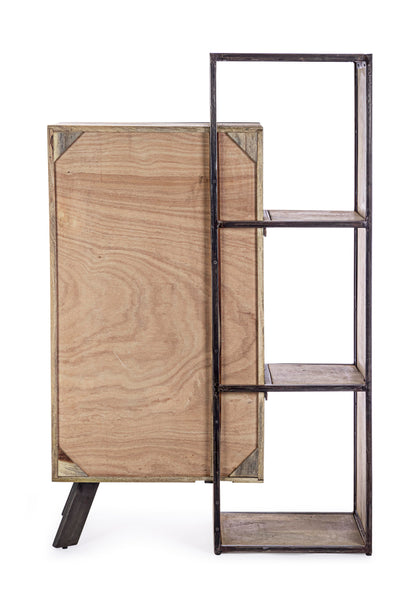 Credenza industrial con frontali in legno ferro e cemento 1 ante 2 cassetti