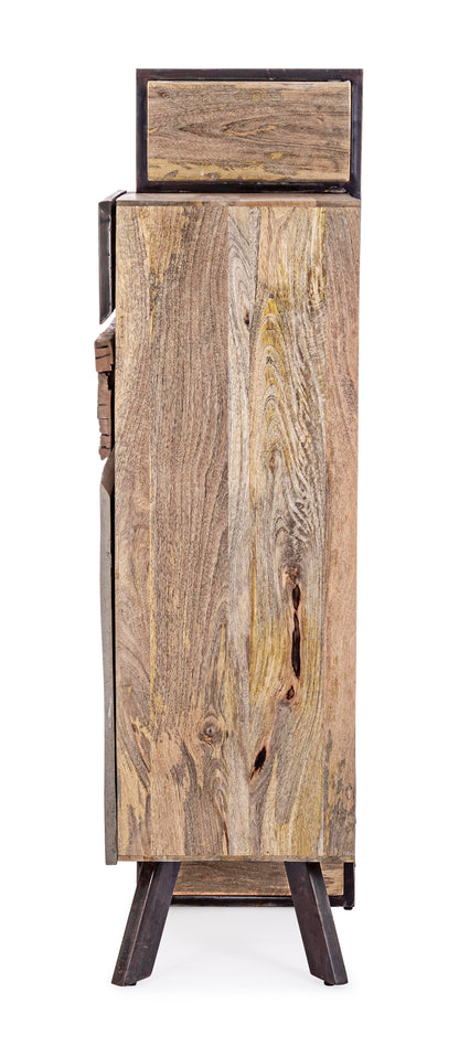 Credenza industrial con frontali in legno ferro e cemento 1 ante 2 cassetti