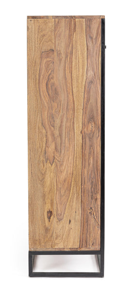 Credenza alta etnica industrial in legno massello e ferro battuto 4A 1C