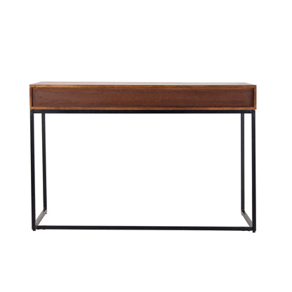 Scrivania legno massiccio design scandinavo gambe in acciaio 1 cassetto