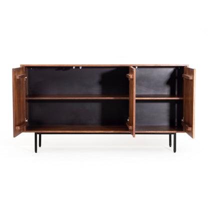 Credenza in legno massiccio design scandinavo gambe in acciaio 3 ante