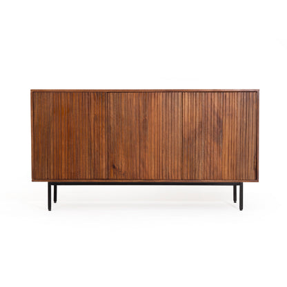 Credenza in legno massiccio design scandinavo gambe in acciaio 3 ante