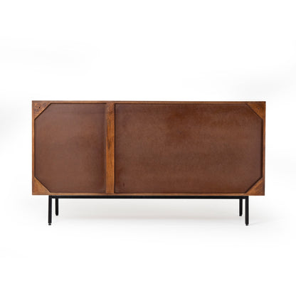 Credenza in legno massiccio design scandinavo gambe in acciaio 3 ante