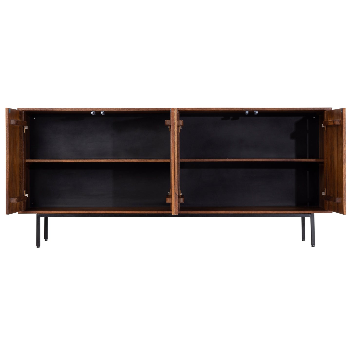 Credenza in legno massiccio design scandinavo gambe in acciaio 4 ante