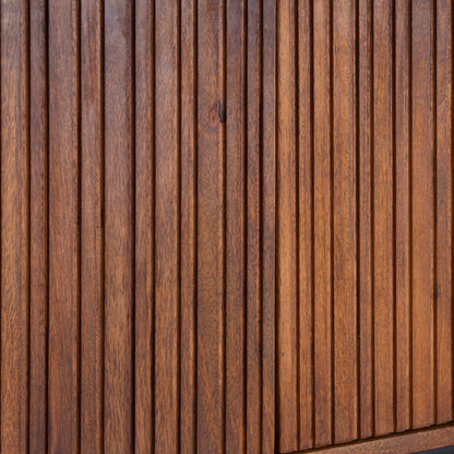Credenza porta tv in legno massiccio design scandinavo gambe in acciaio 4 ante