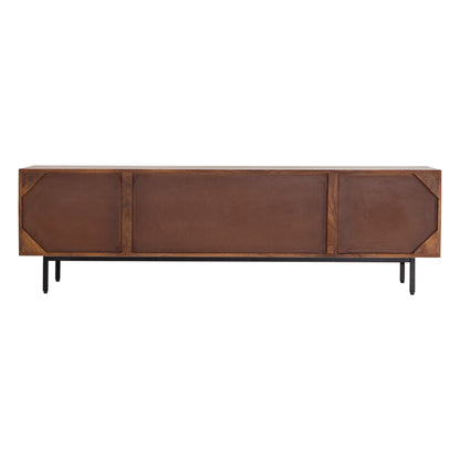 Credenza porta tv in legno massiccio design scandinavo gambe in acciaio 4 ante