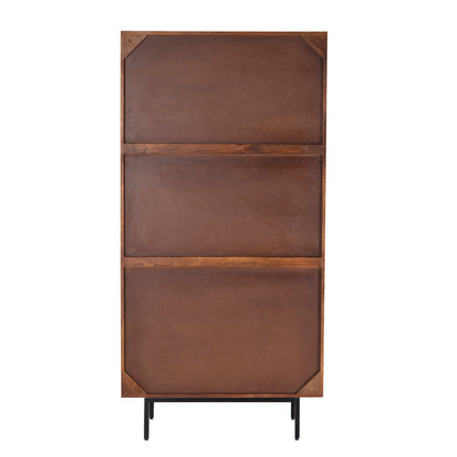 Mobile libreria in legno massiccio design scandinavo gambe in acciaio 2 ante