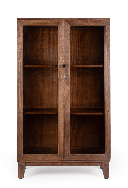 Vetrina stile vintage in legno massello vetri ambrati