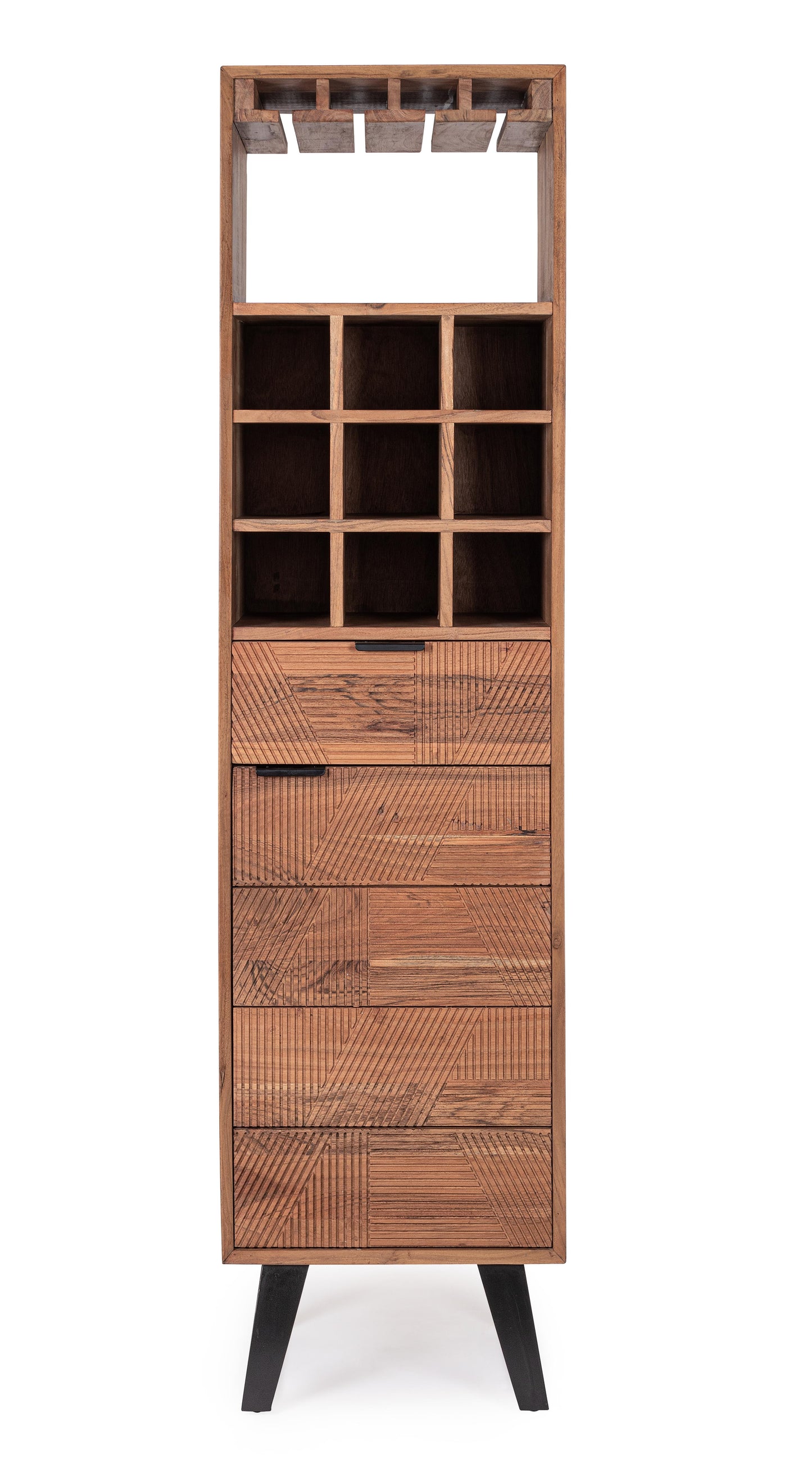 Mobile bar colonna industrial vintage legno massiccio