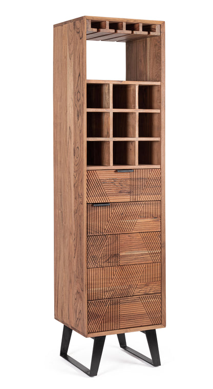 Mobile bar colonna industrial vintage legno massiccio