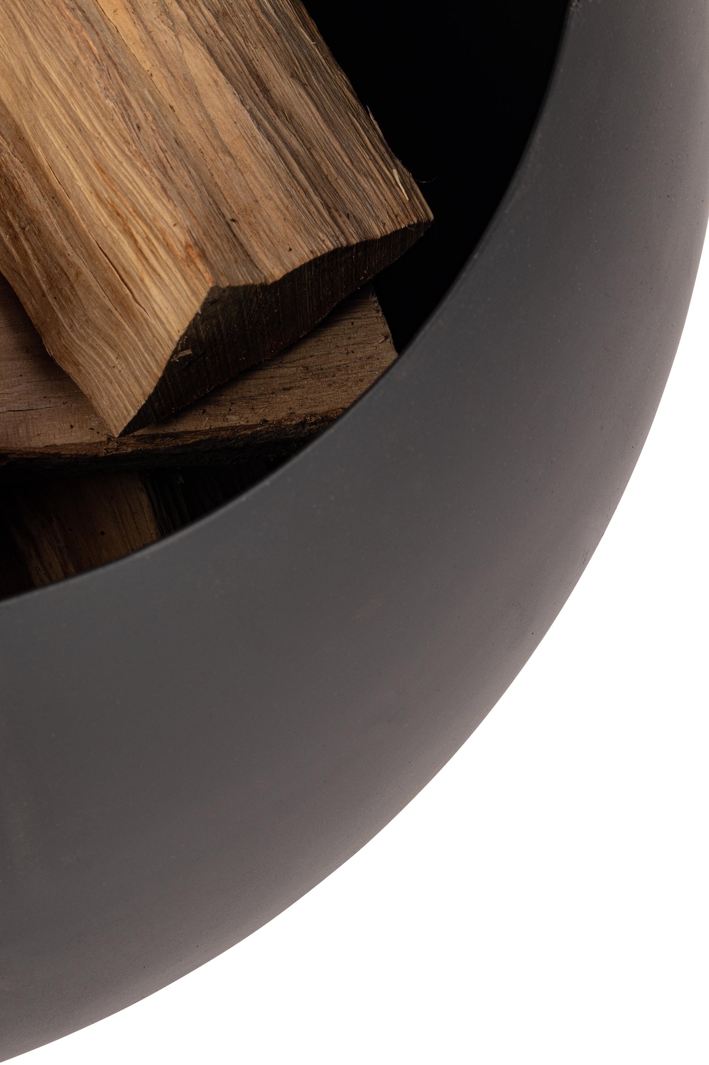 Braciere porta legna in acciaio corten sfera