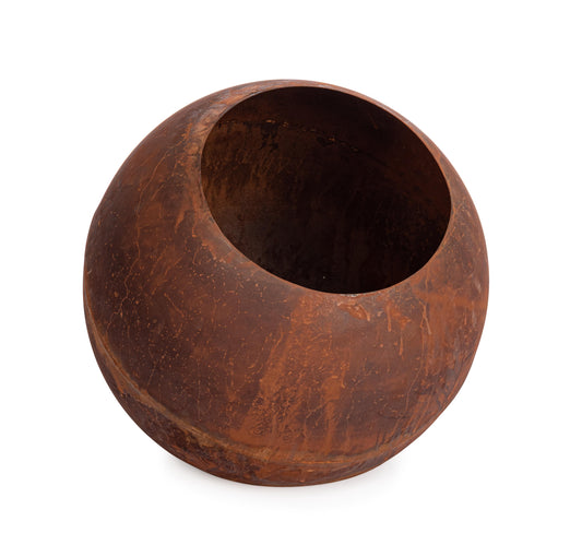 Braciere porta legna in acciaio corten sfera