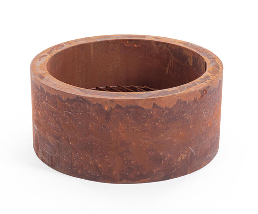 Braciere porta legna in acciaio corten tondo
