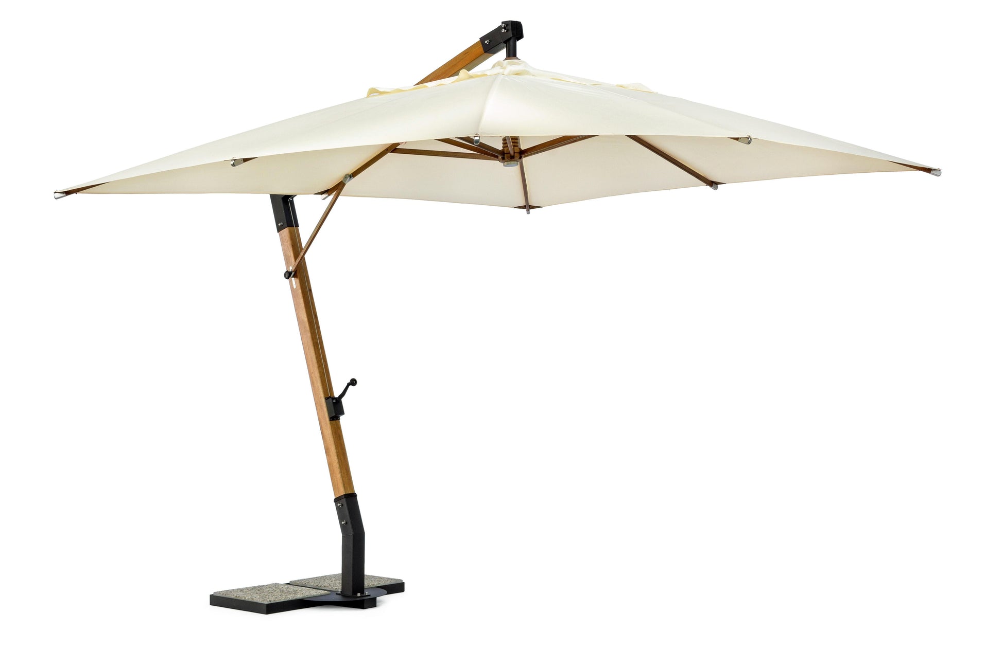 Ombrellone girevole 180 Ferro legno con inserti in pelle misure 3x3 e 3x4 - lapagoda.net
