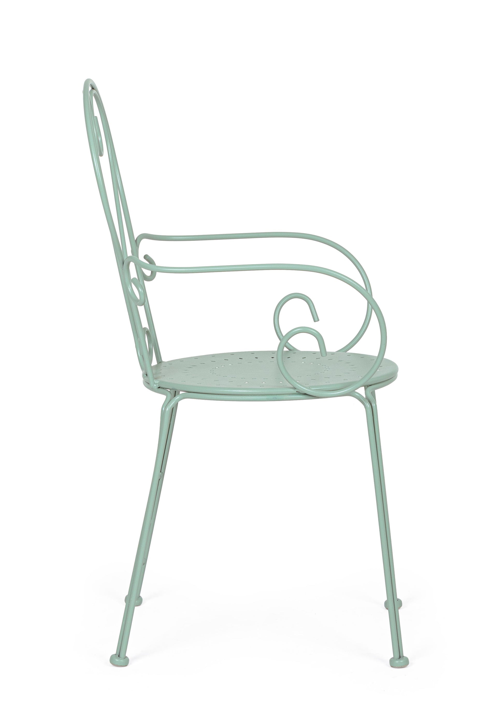 Sedie poltroncine da esterno liberty in ferro battuto verniciato, 7 colori - SET DI 4 - lapagoda.net