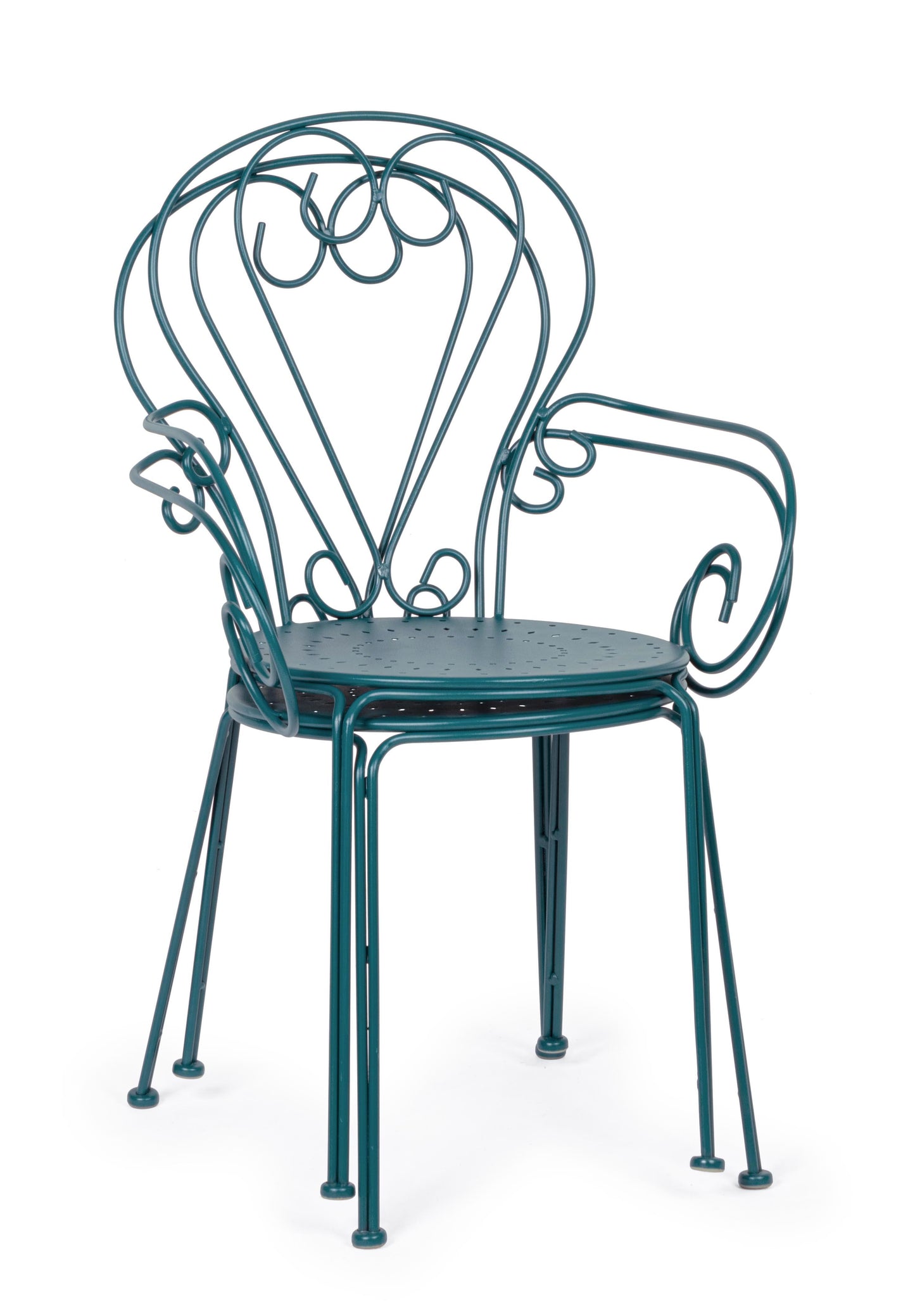 Sedie poltroncine da esterno liberty in ferro battuto verniciato, 7 colori - SET DI 4 - lapagoda.net