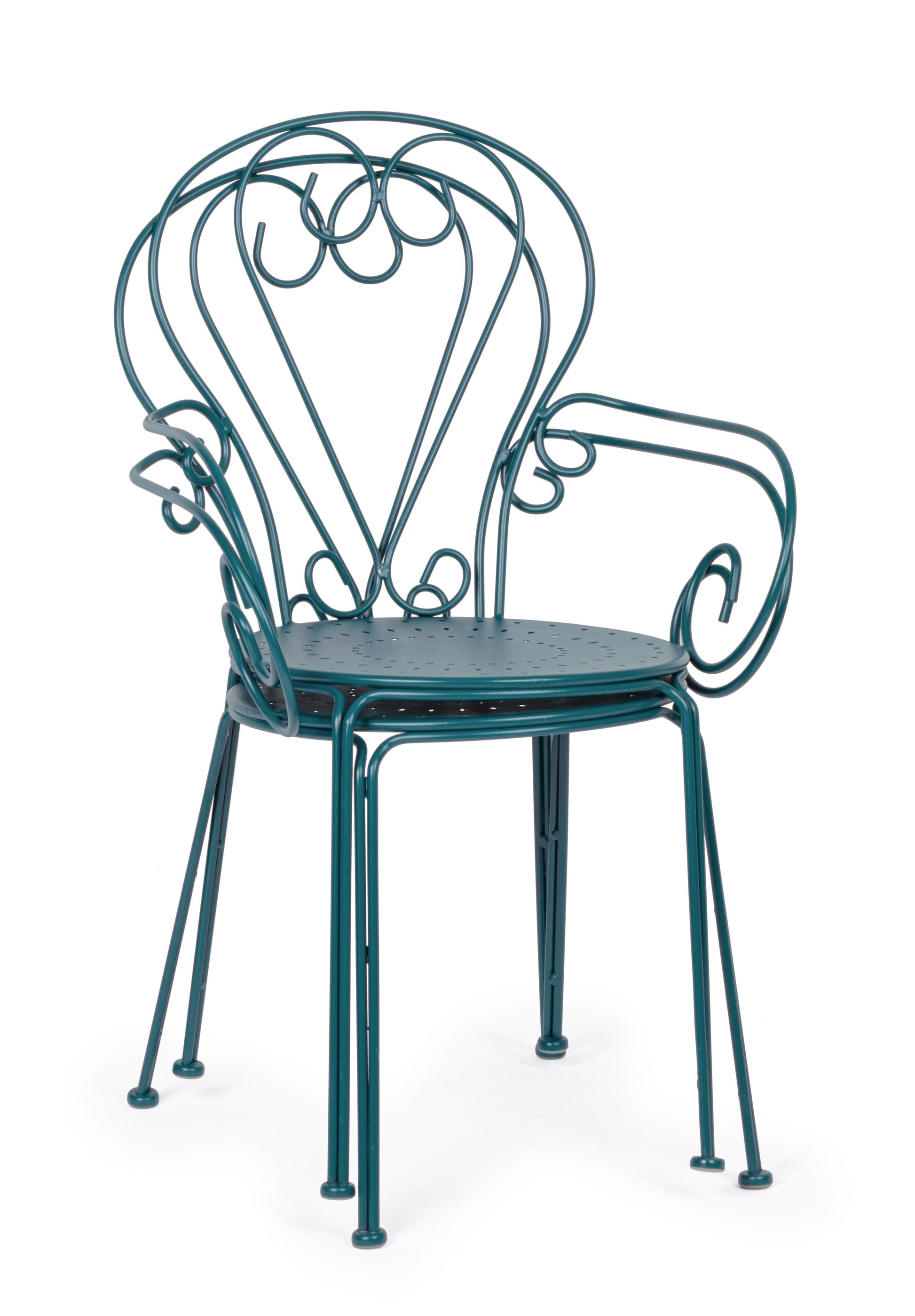 Sedie poltroncine da esterno liberty in ferro battuto verniciato, 7 colori - SET DI 4 - lapagoda.net