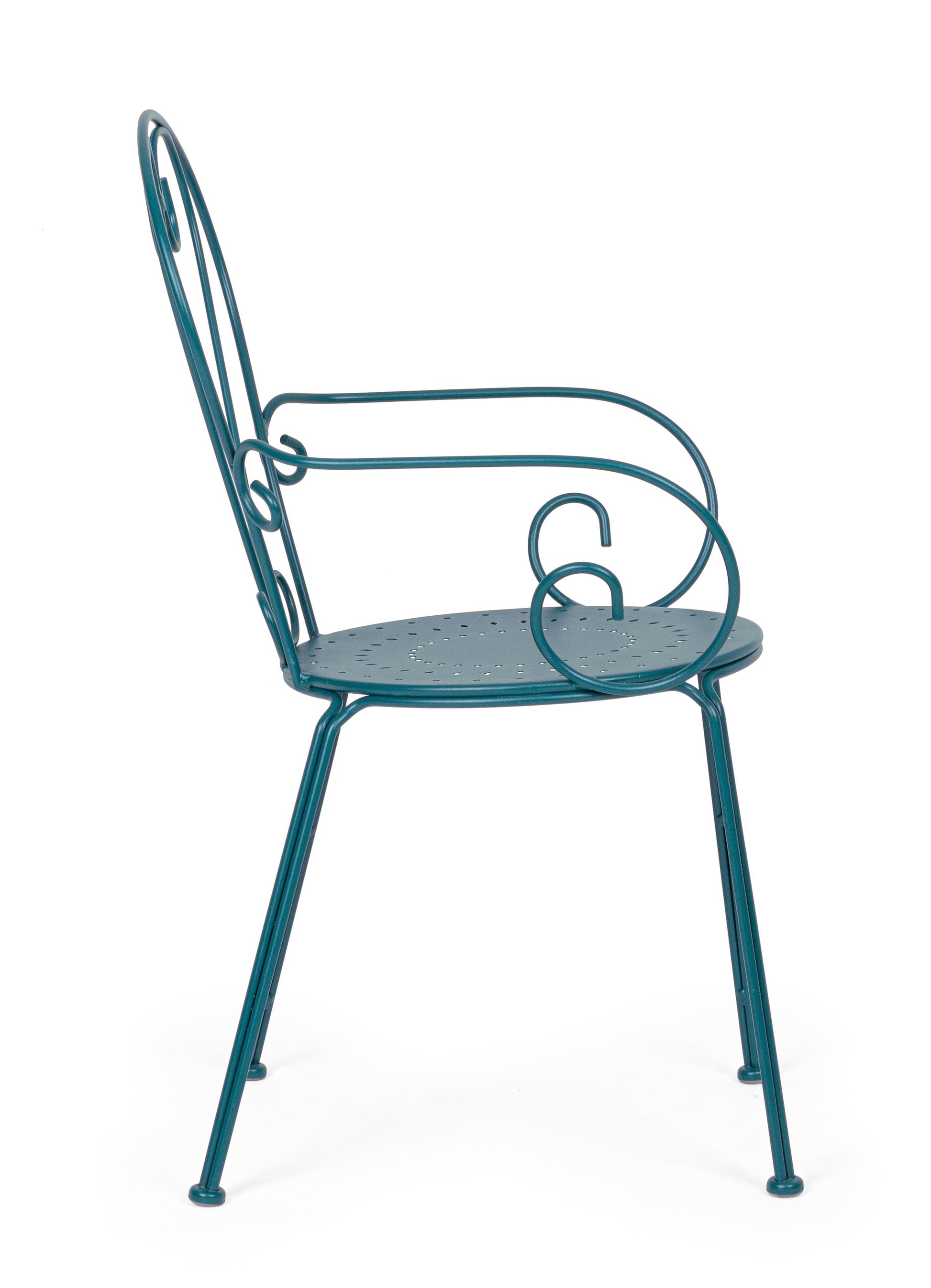 Sedie poltroncine da esterno liberty in ferro battuto verniciato, 7 colori - SET DI 4 - lapagoda.net