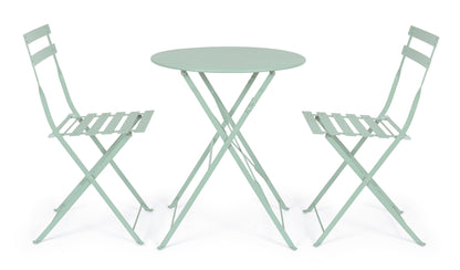 Set tavolino e 2 sedie pieghevoli da esterno in acciaio verniciato 4 colori - lapagoda.net