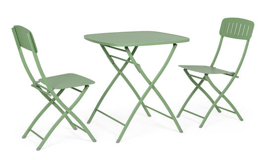 Set bistrot da esterno pieghevole tavolo e 2 sedie in acciaio verniciato diversi colori