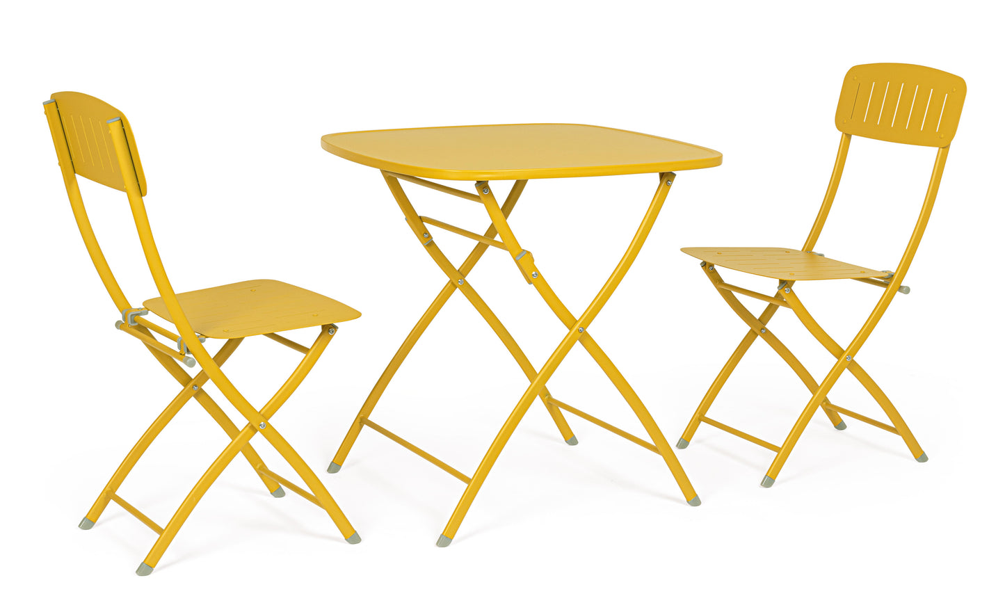 Set bistrot da esterno pieghevole tavolo e 2 sedie in acciaio verniciato diversi colori