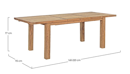 Tavolo allungabile in legno massiccio di teak da 160 a 220