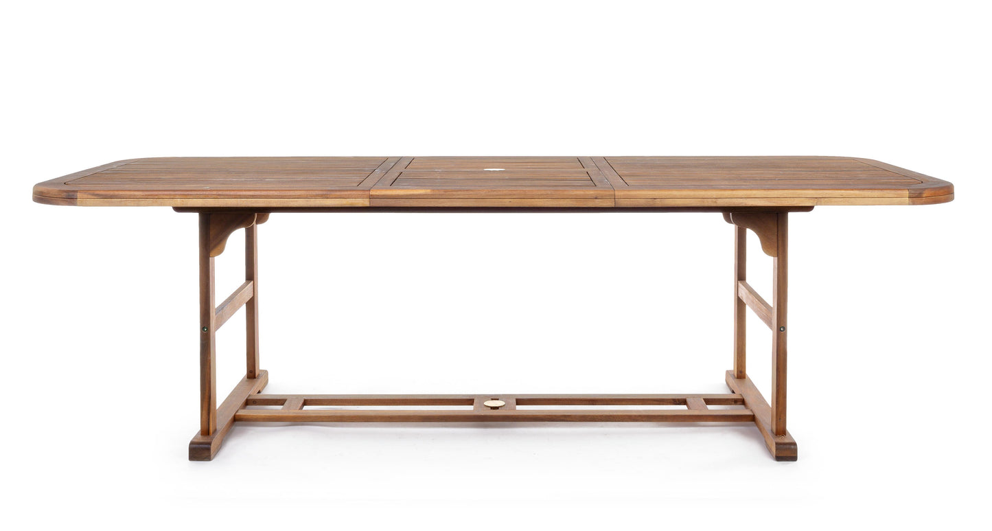 Tavolo pranzo rettangolare legno massiccio da esterno allungabile da 180 a 240cm