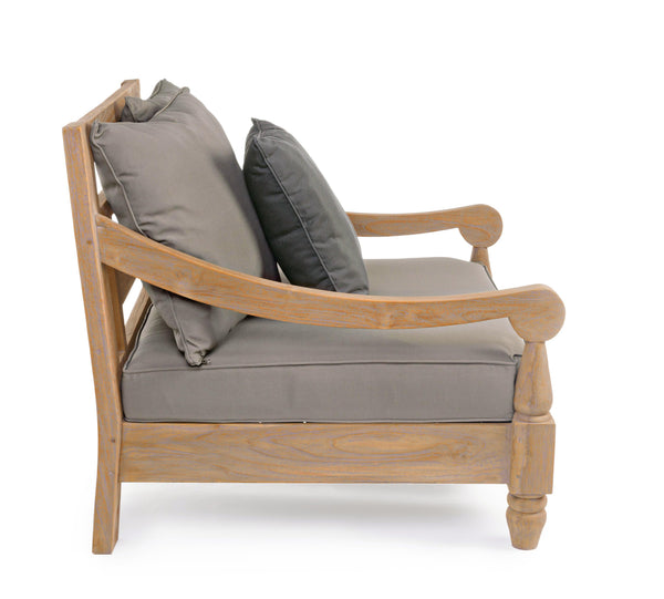 Poltrona in teak con cuscini da esterno