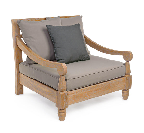 Poltrona in teak con cuscini da esterno