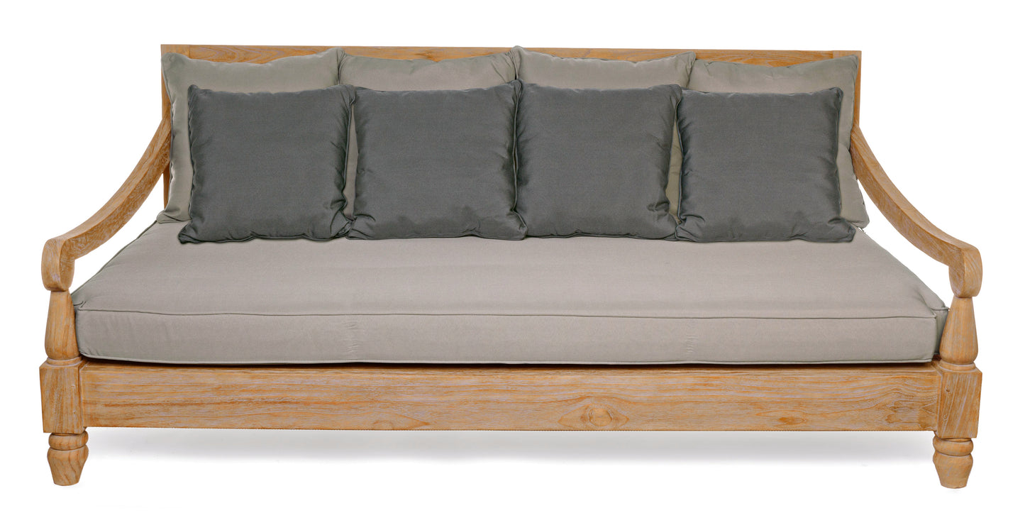Divano daybed da esterno in legno massiccio di Teak con cuscini