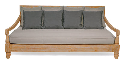 Divano daybed da esterno in legno massiccio di Teak con cuscini