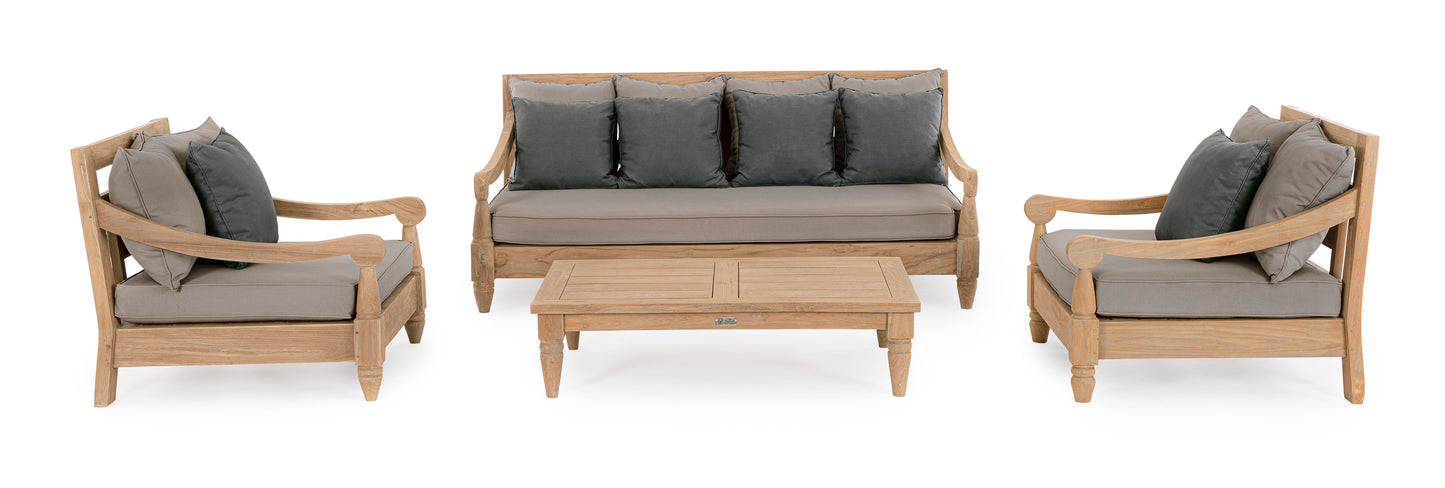 Divano daybed da esterno in legno massiccio di Teak con cuscini