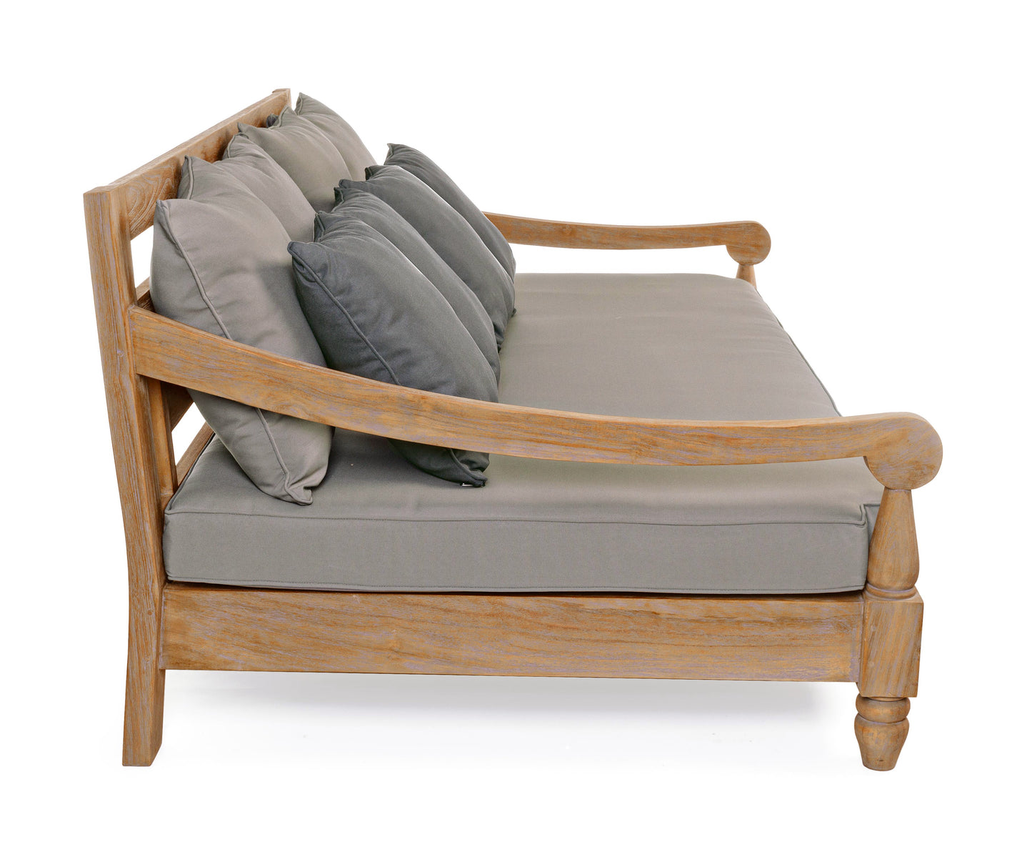 Divano daybed da esterno in legno massiccio di Teak con cuscini