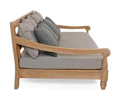 Divano daybed da esterno in legno massiccio di Teak con cuscini