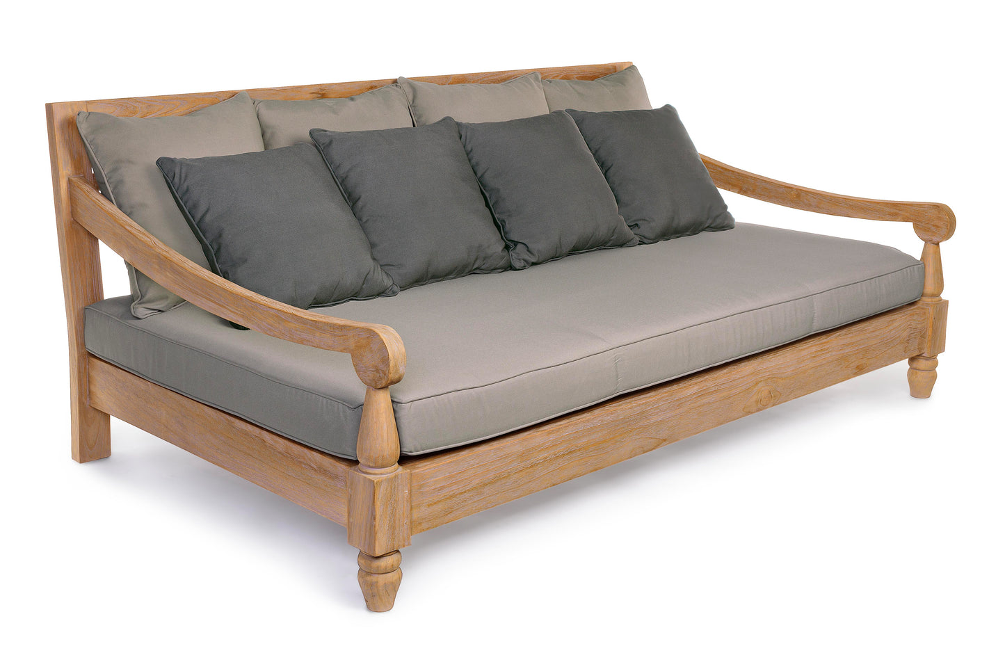Divano daybed da esterno in legno massiccio di Teak con cuscini
