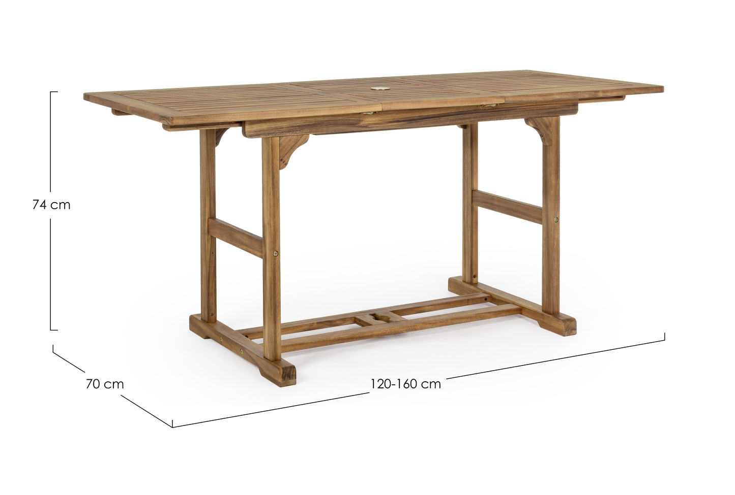 Tavolo allungabile in legno massiccio da esterno da 120 a 160 cm