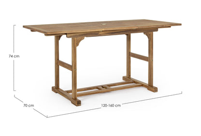 Tavolo allungabile in legno massiccio da esterno da 120 a 160 cm