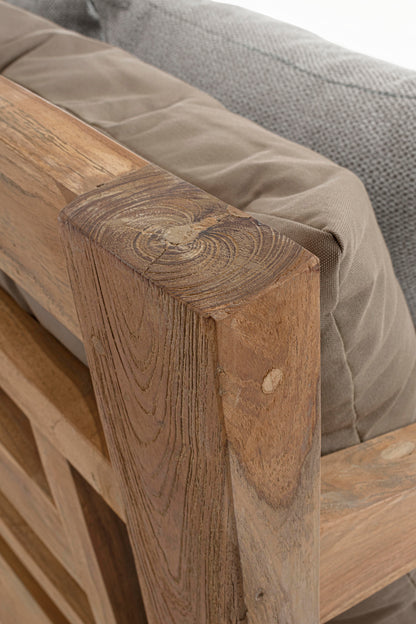 Divano daybed da esterno in legno massiccio di Teak con cuscini