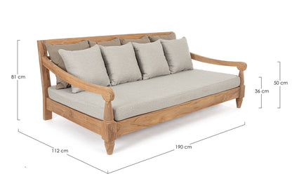 Divano daybed da esterno in legno massiccio di Teak con cuscini