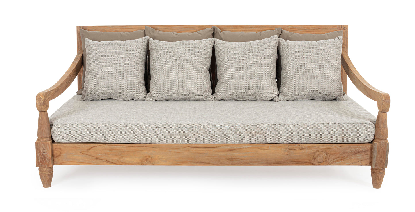Divano daybed da esterno in legno massiccio di Teak con cuscini