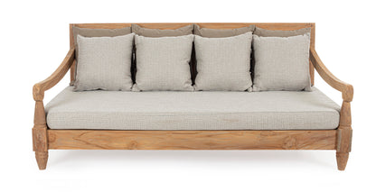 Divano daybed da esterno in legno massiccio di Teak con cuscini