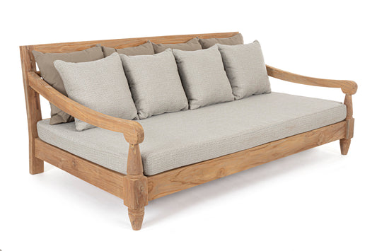 Divano daybed da esterno in legno massiccio di Teak con cuscini