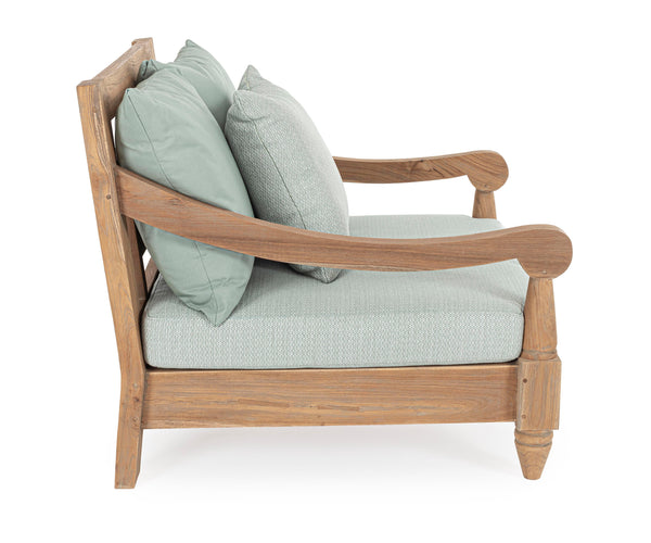 Poltrona in teak con cuscini da esterno