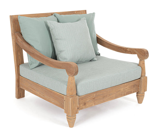 Poltrona in teak con cuscini da esterno