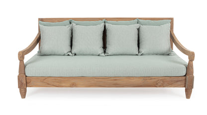 Divano daybed da esterno in legno massiccio di Teak con cuscini