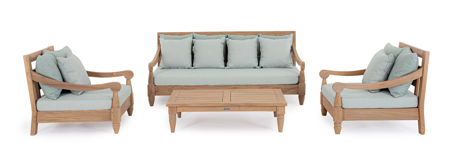 Divano daybed da esterno in legno massiccio di Teak con cuscini