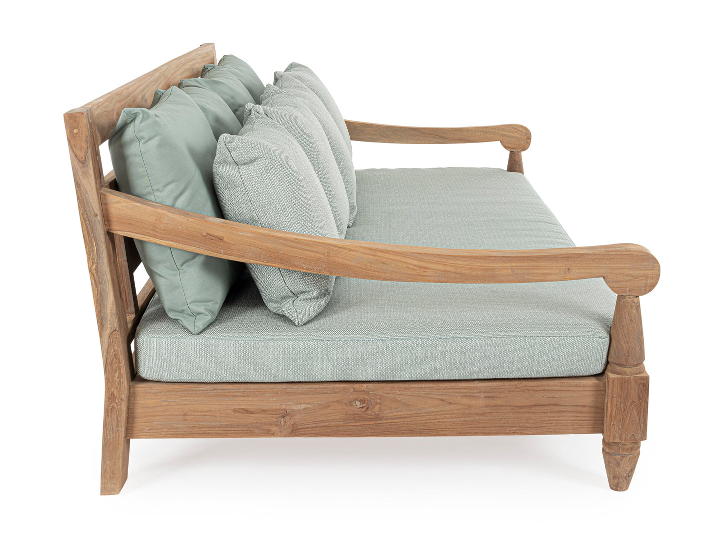 Divano daybed da esterno in legno massiccio di Teak con cuscini